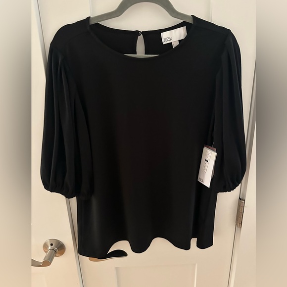 NWT Nordstrom Rack Black Puff Sleeve Blouse (Size L) - Picture 1 of 2
